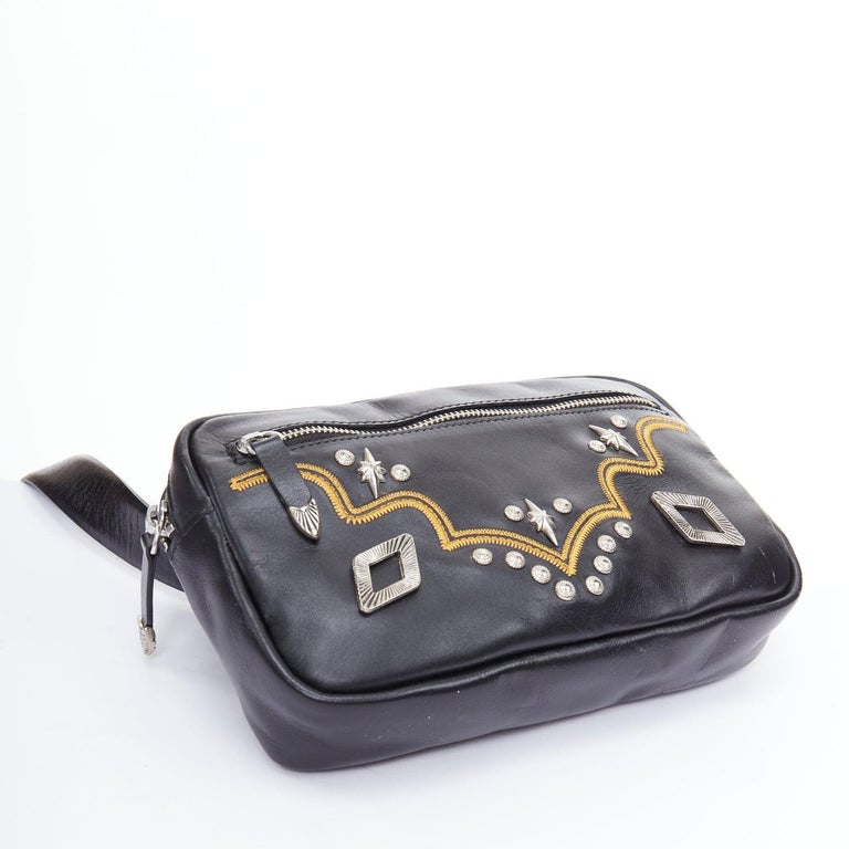 TOGA ARCHIVES Pulla black western embroidered hardware belt bag 