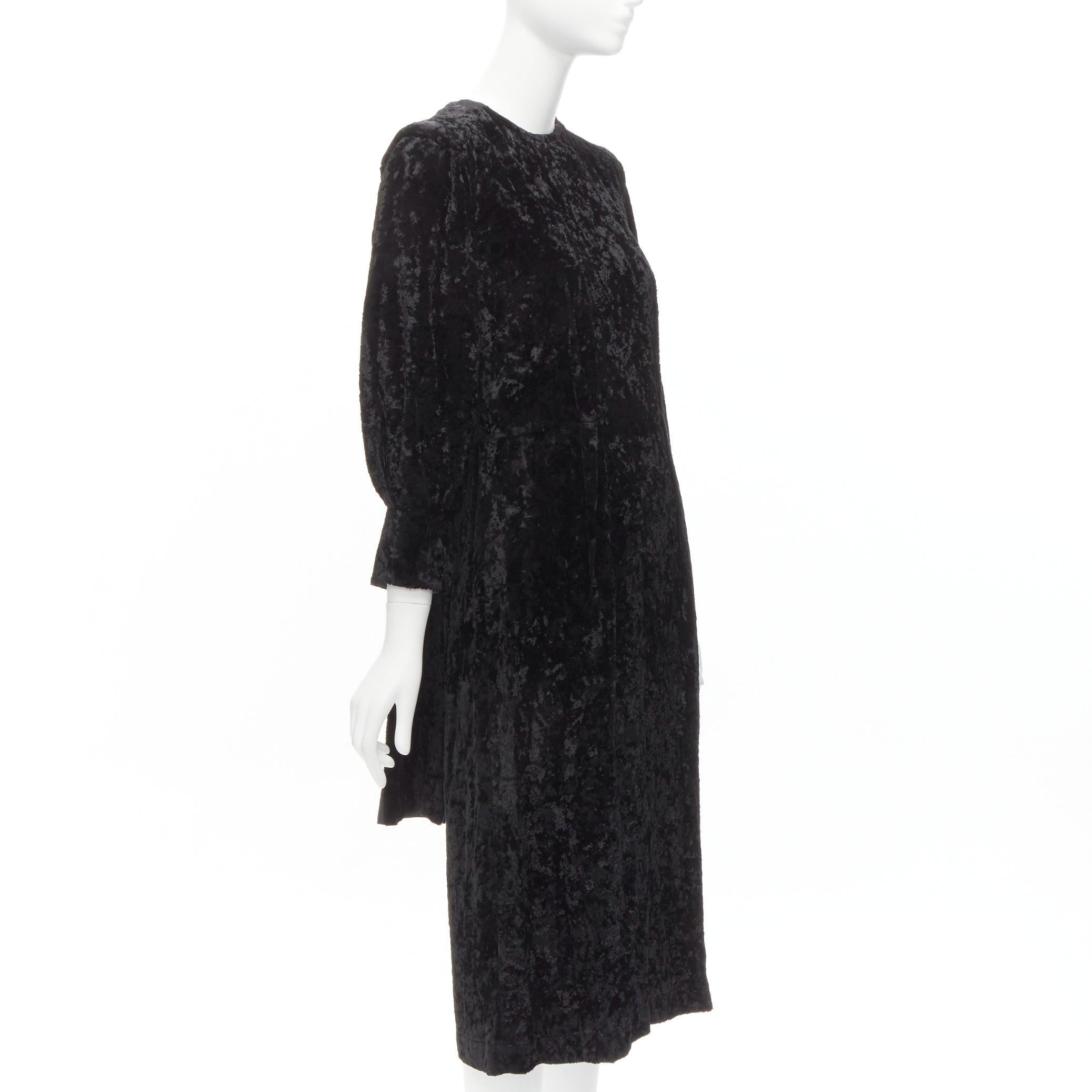 Black TOGA ARCHIVES PULLA crushed velvet twill layered tie back zip midi dress FR36 S For Sale