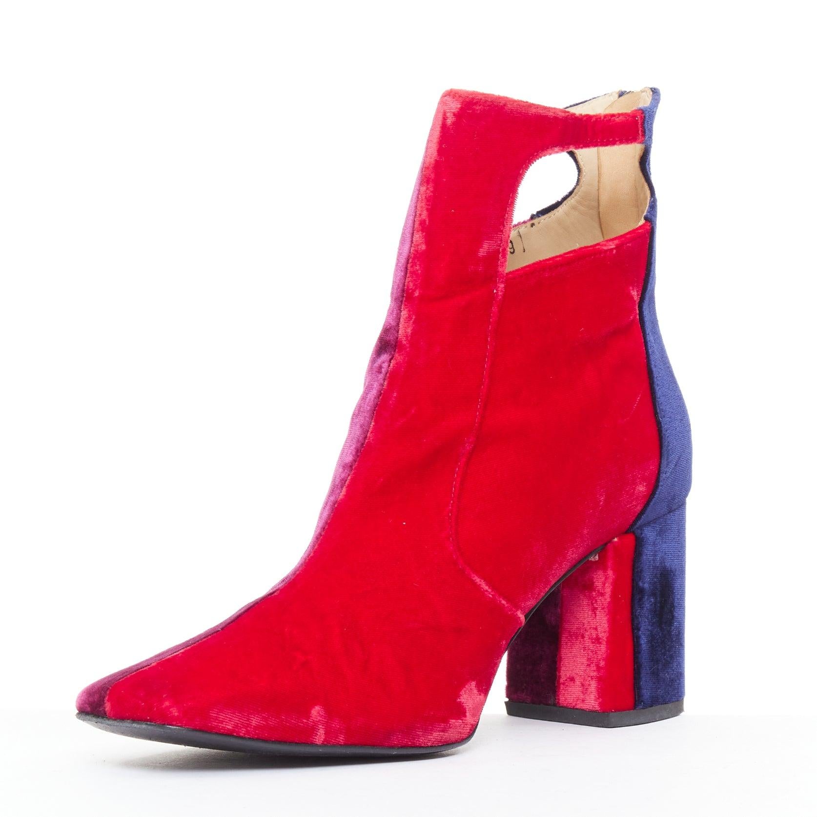 TOGA ARCHIVES Pulla dreifarbige Samt-Stiefeletten mit quadratischer Spitze EU39 im Angebot 5