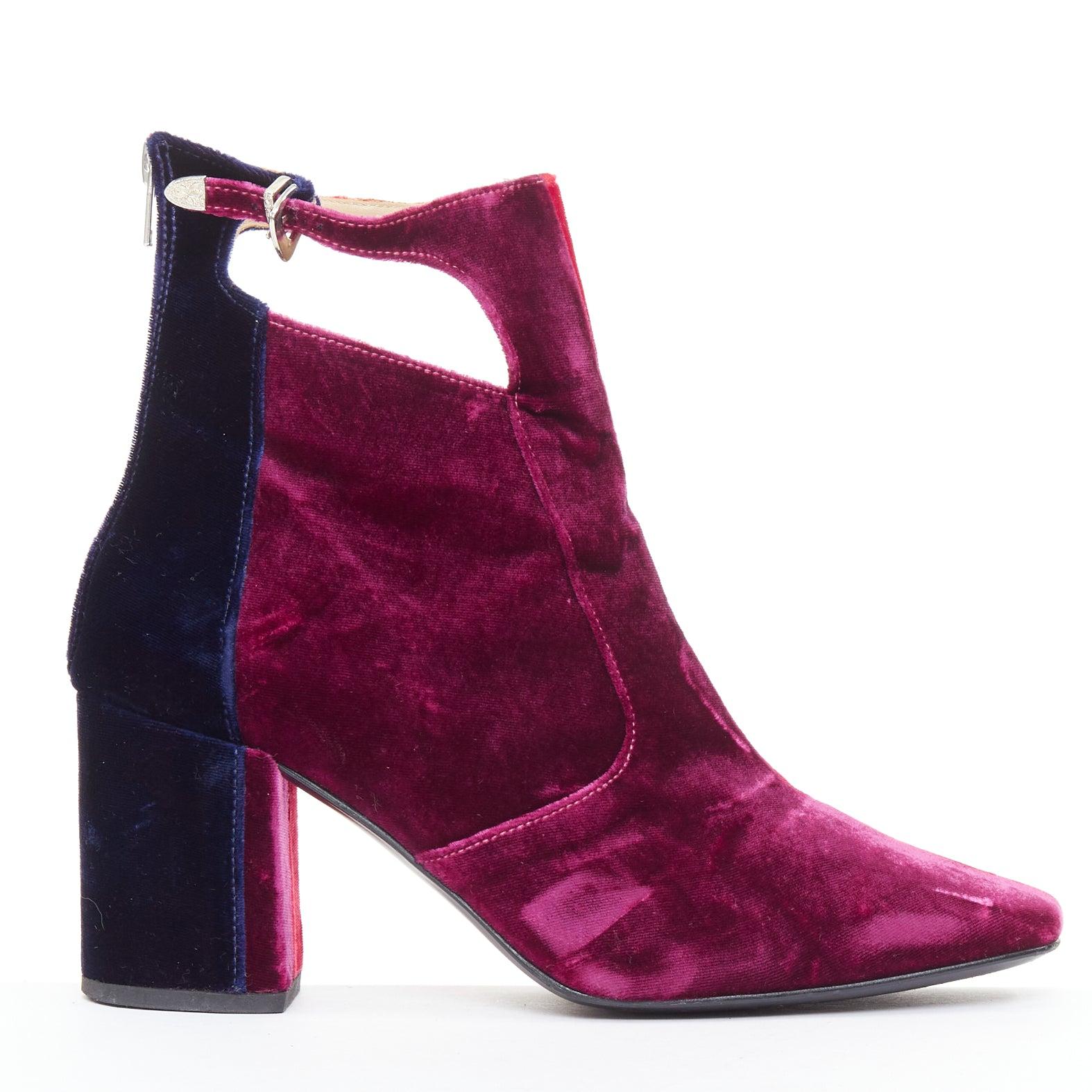 TOGA ARCHIVES Pulla dreifarbige Samt-Stiefeletten mit quadratischer Spitze EU39 Damen im Angebot