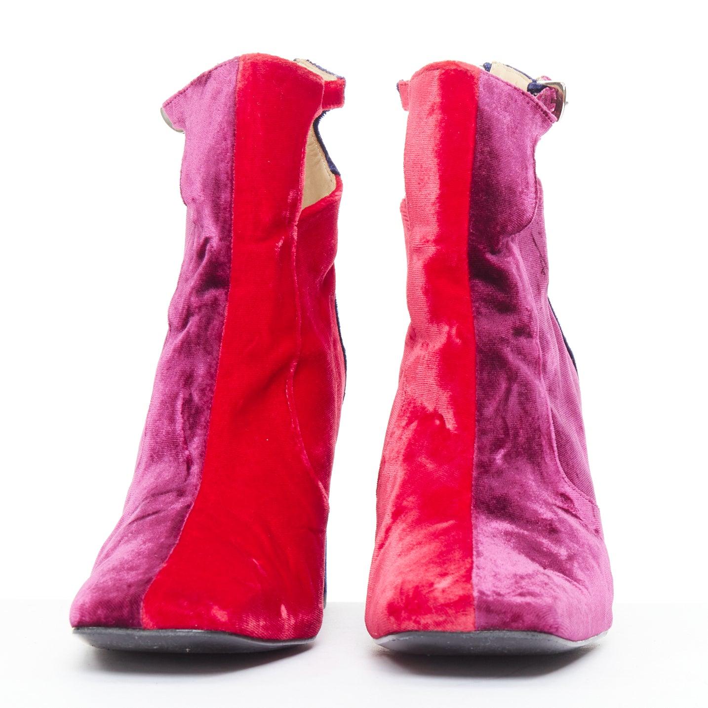 TOGA ARCHIVES Pulla dreifarbige Samt-Stiefeletten mit quadratischer Spitze EU39 im Angebot 1