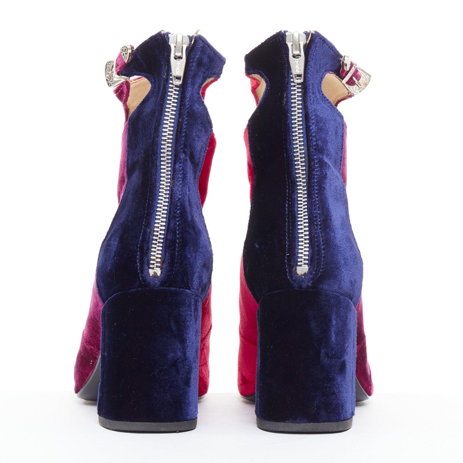 TOGA ARCHIVES Pulla dreifarbige Samt-Stiefeletten mit quadratischer Spitze EU39 im Angebot 2