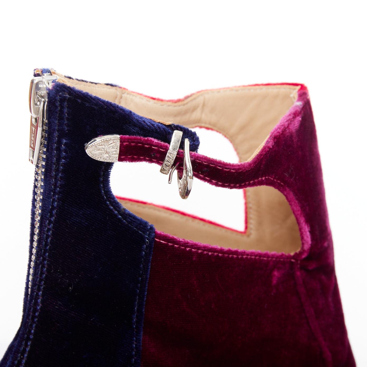 TOGA ARCHIVES Pulla dreifarbige Samt-Stiefeletten mit quadratischer Spitze EU39 im Angebot 3