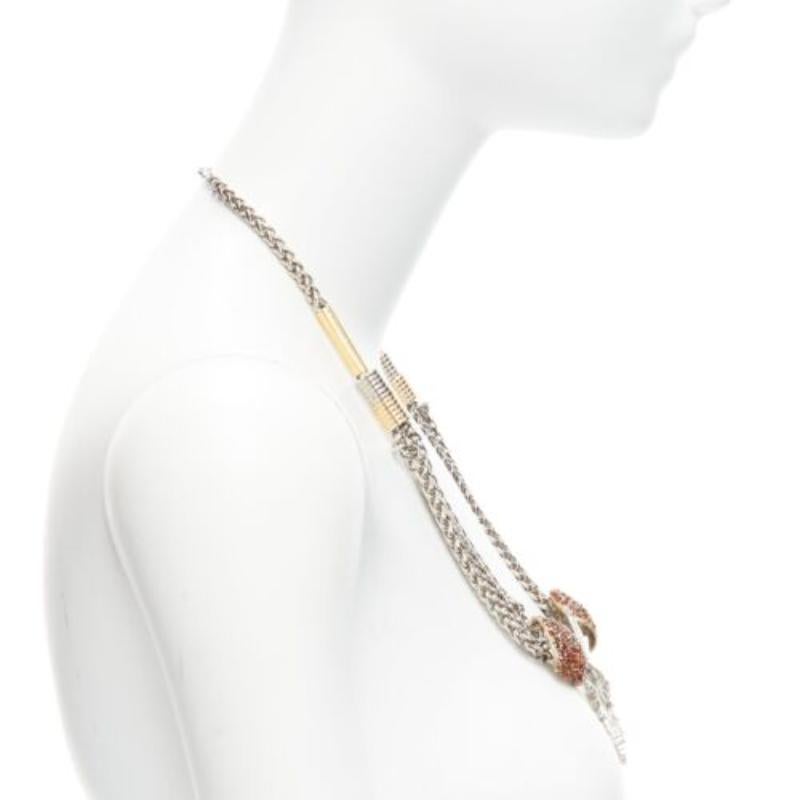 Donna TOGA ARCHIVES collana corta in argento Eagles red crystal studs chain in vendita