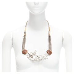 TOGA ARCHIVES silver Eagles red crystal studs chain short necklace