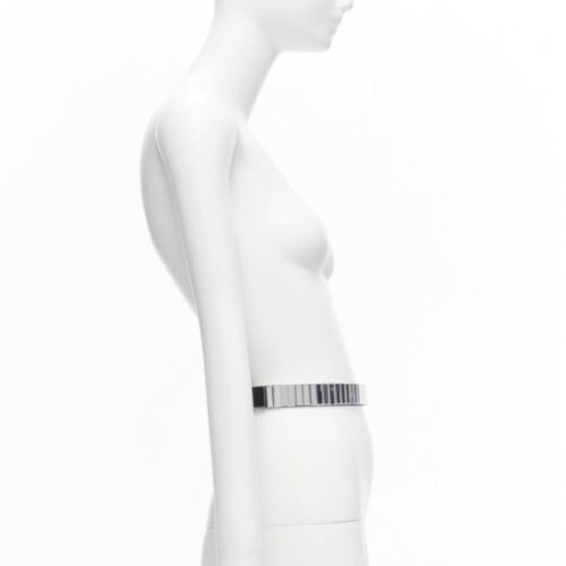 TOGA ARCHIVES silver mirrored acrylic tiles black leather elasticated belt In Good Condition For Sale In Hong Kong, NT