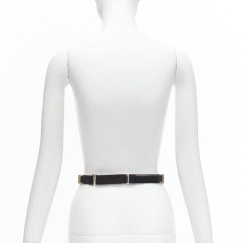 Women's TOGA ARCHIVES silver mirrored acrylic tiles black leather elasticated belt For Sale