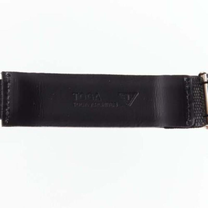 TOGA ARCHIVES silver mirrored acrylic tiles black leather elasticated belt For Sale 3