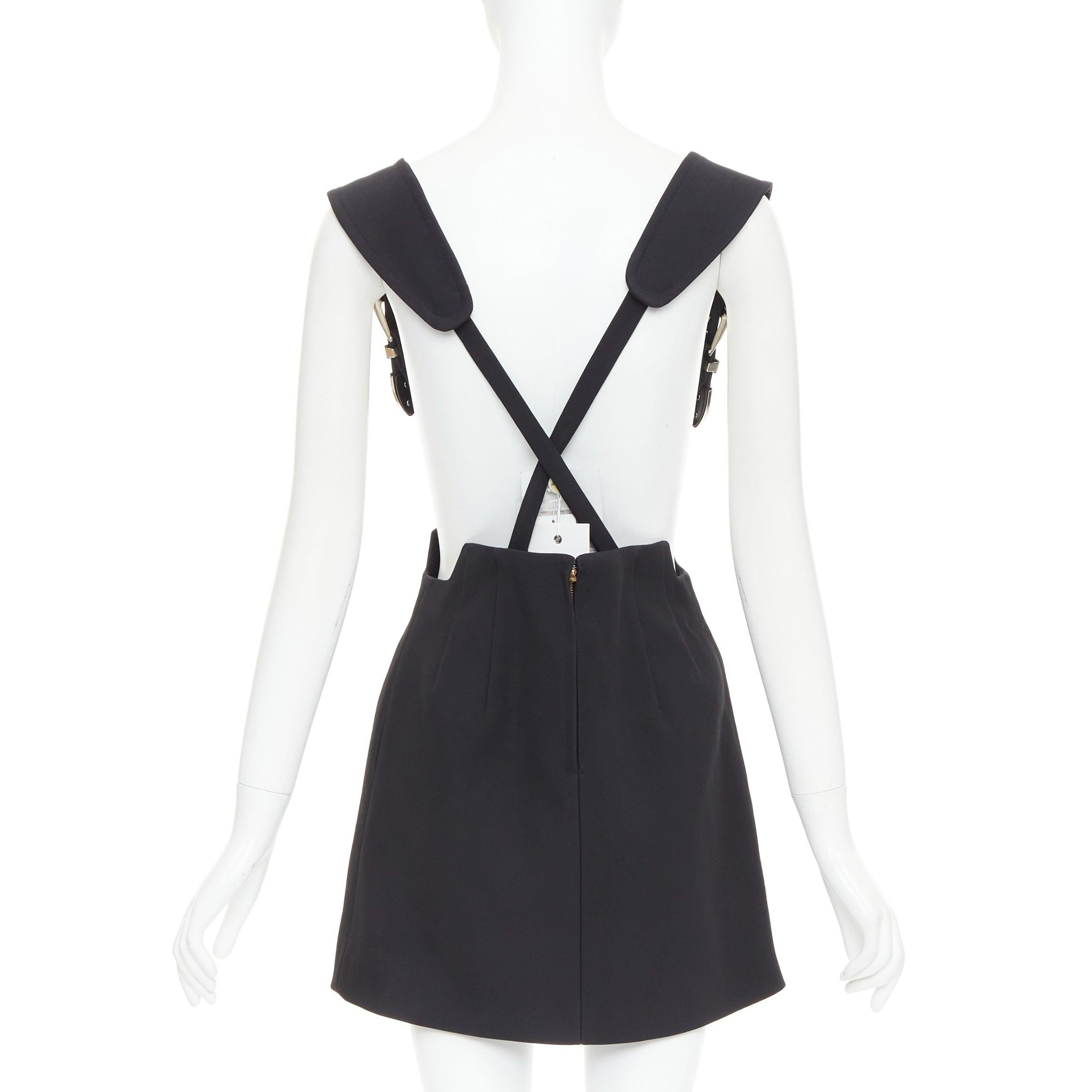 TOGA ARCHIVES Twill cuir noir western boucles argentées jupe porte-jarretelles FR36 S Pour femmes en vente