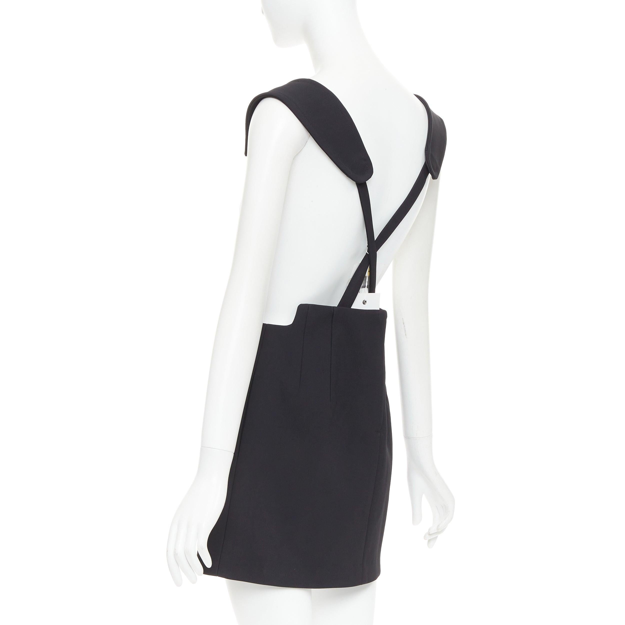 TOGA ARCHIVES Twill cuir noir western boucles argentées jupe porte-jarretelles FR36 S en vente 1
