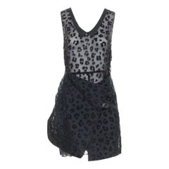 TOGA ARCHIVES mini abito in viscosa, seta, con cintura in vacchetta e floccatura leopardata JP1 S