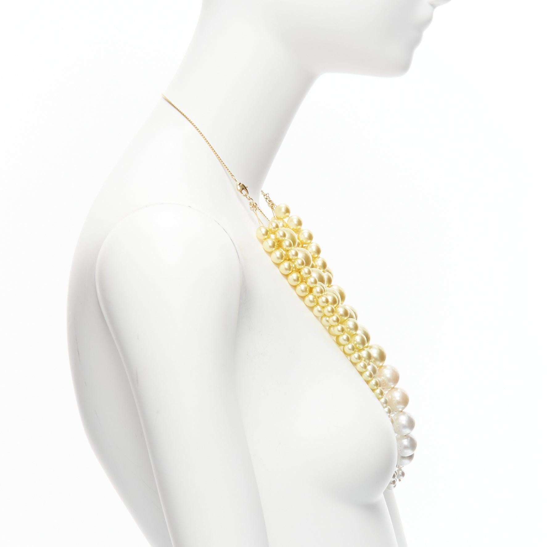 Women's TOGA ARCHIVES yellow white ombre tiered faux pearl statement necklace For Sale