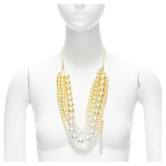 TOGA ARCHIVES - Collier de perles en fausses perles, jaune et blanc, à effet d'ombre