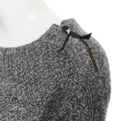 TOGA PULLA 100% alpaca grey cable knit zip shoulder cropped sweater JP2 M