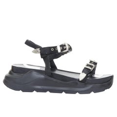 TOGA PULLA black leather strappy western buckle platform sandals EU39
