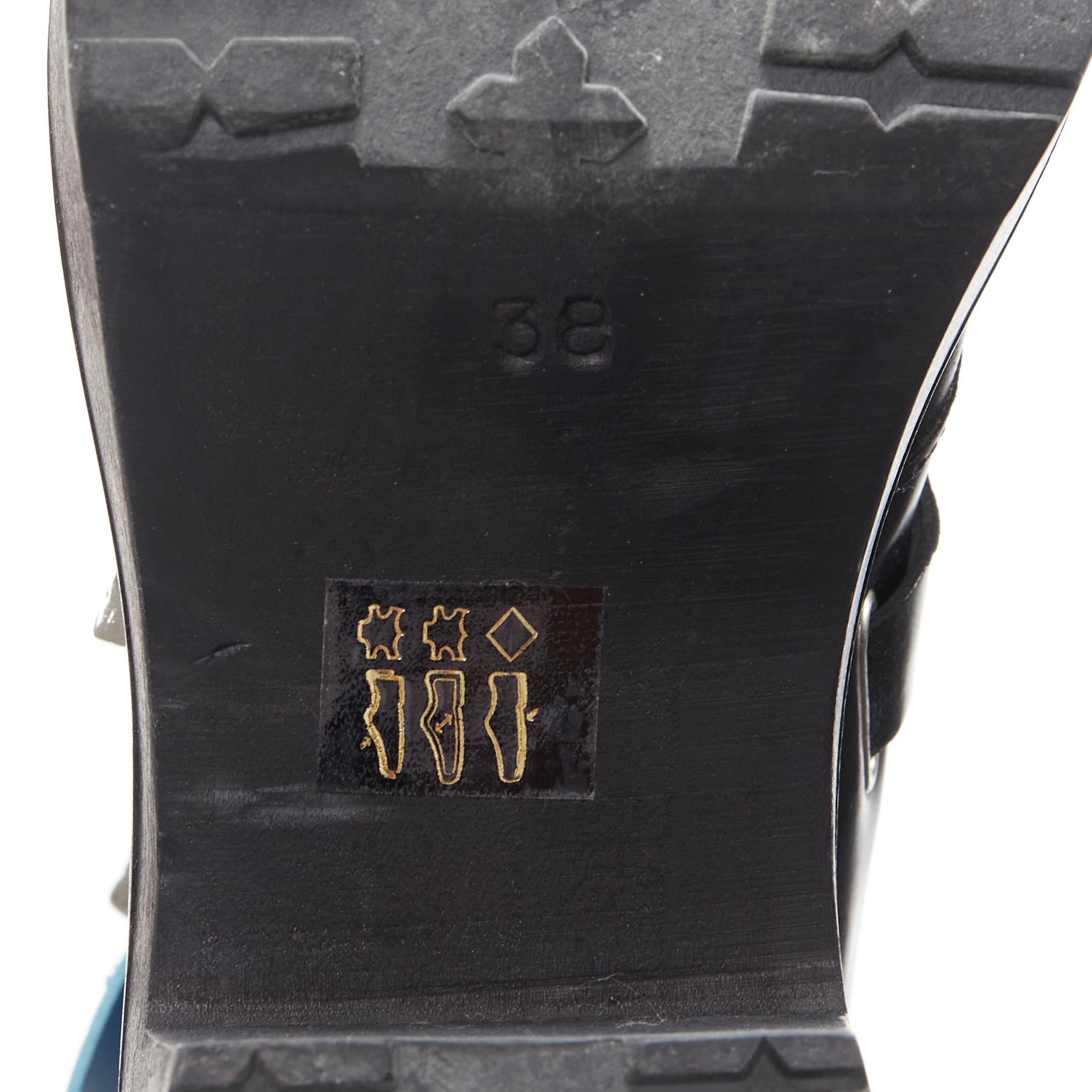 TOGA PULLA black leather western silver buckle blue platform ankle bootie EU38 5
