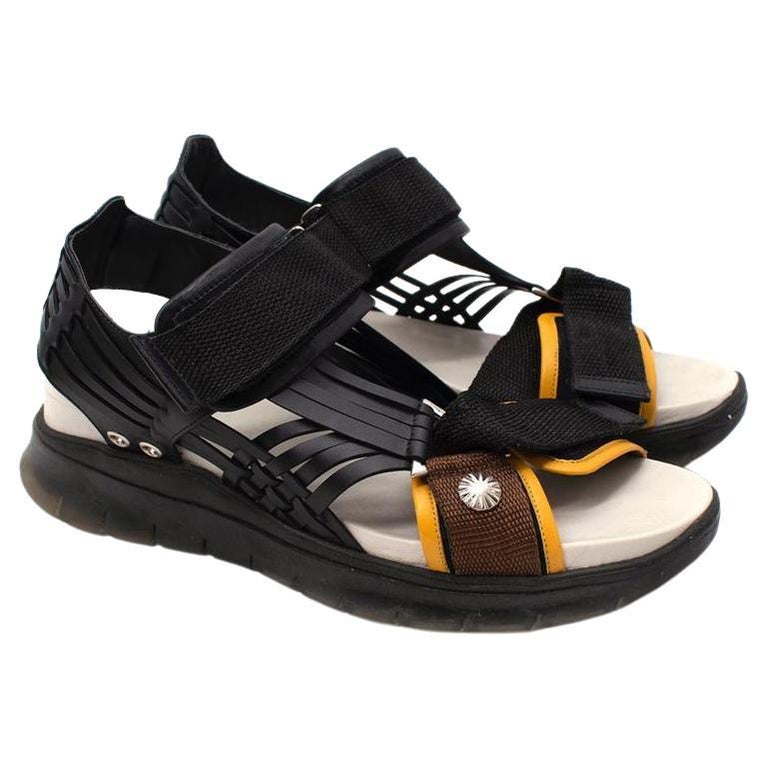 Toga Pulla Black Multicolour Leather and Velcro Sandals For Sale at 1stDibs