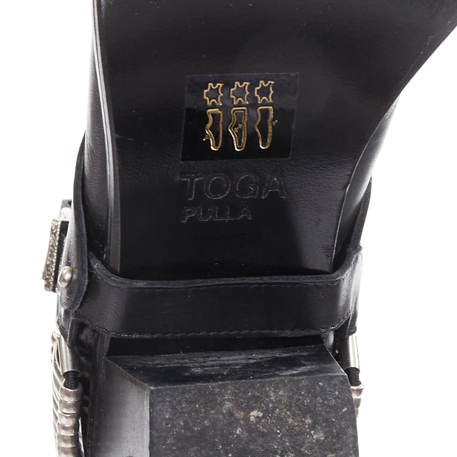 TOGA PULLA nero argento hardware metallo cowboy western stivali EU38 5