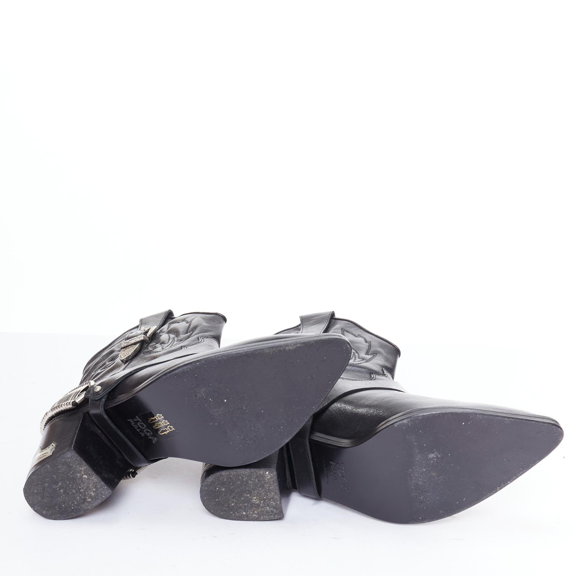 TOGA PULLA nero argento hardware metallo cowboy western stivali EU38 6