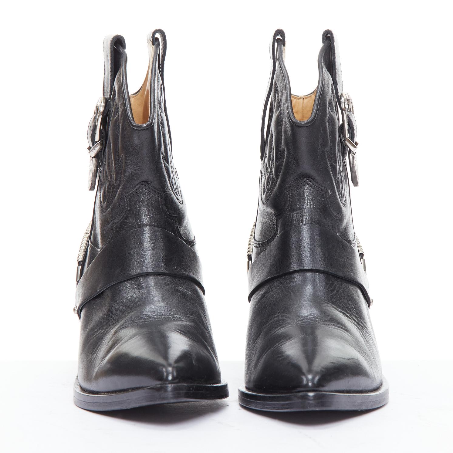 Nero TOGA PULLA nero argento hardware metallo cowboy western stivali EU38