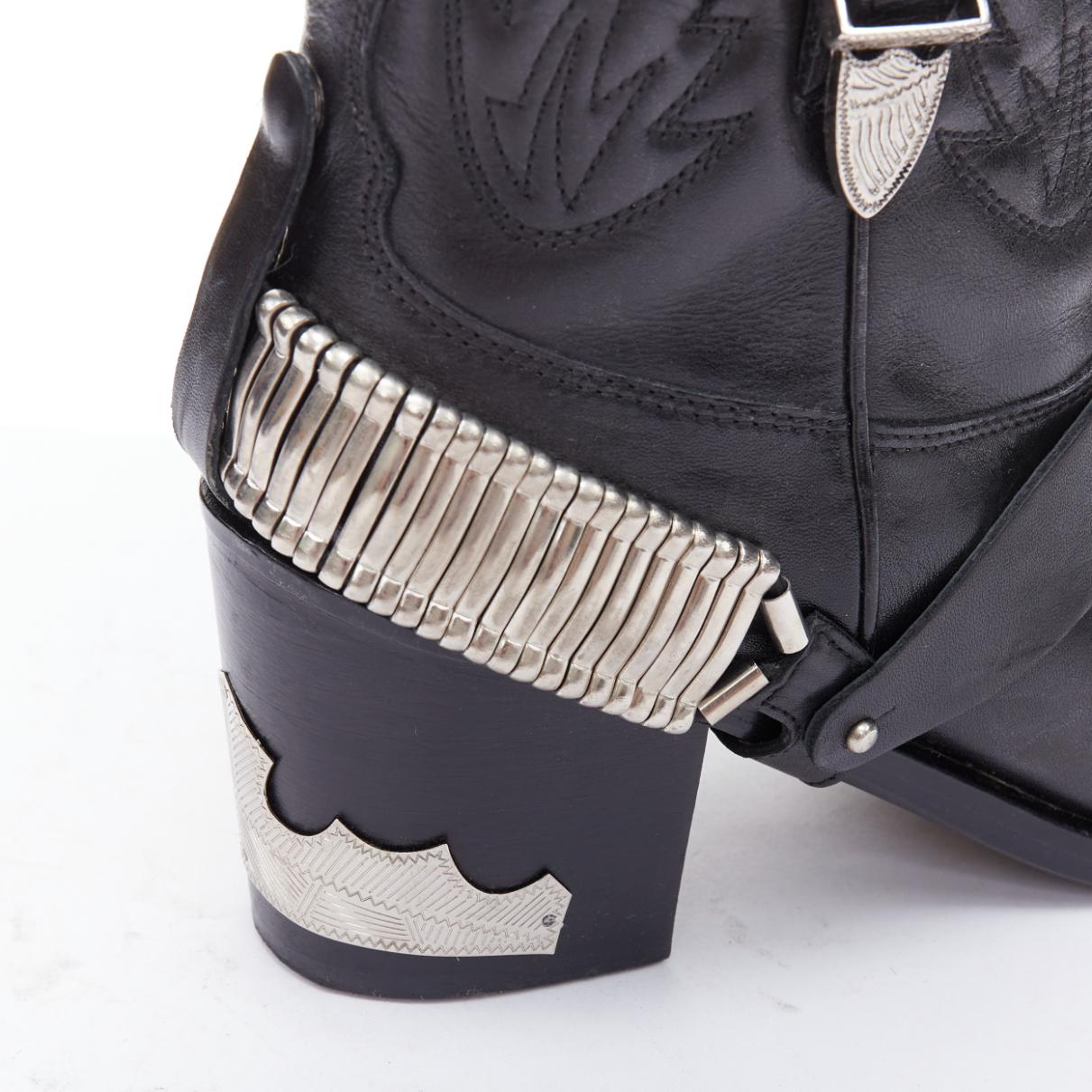 TOGA PULLA nero argento hardware metallo cowboy western stivali EU38 2