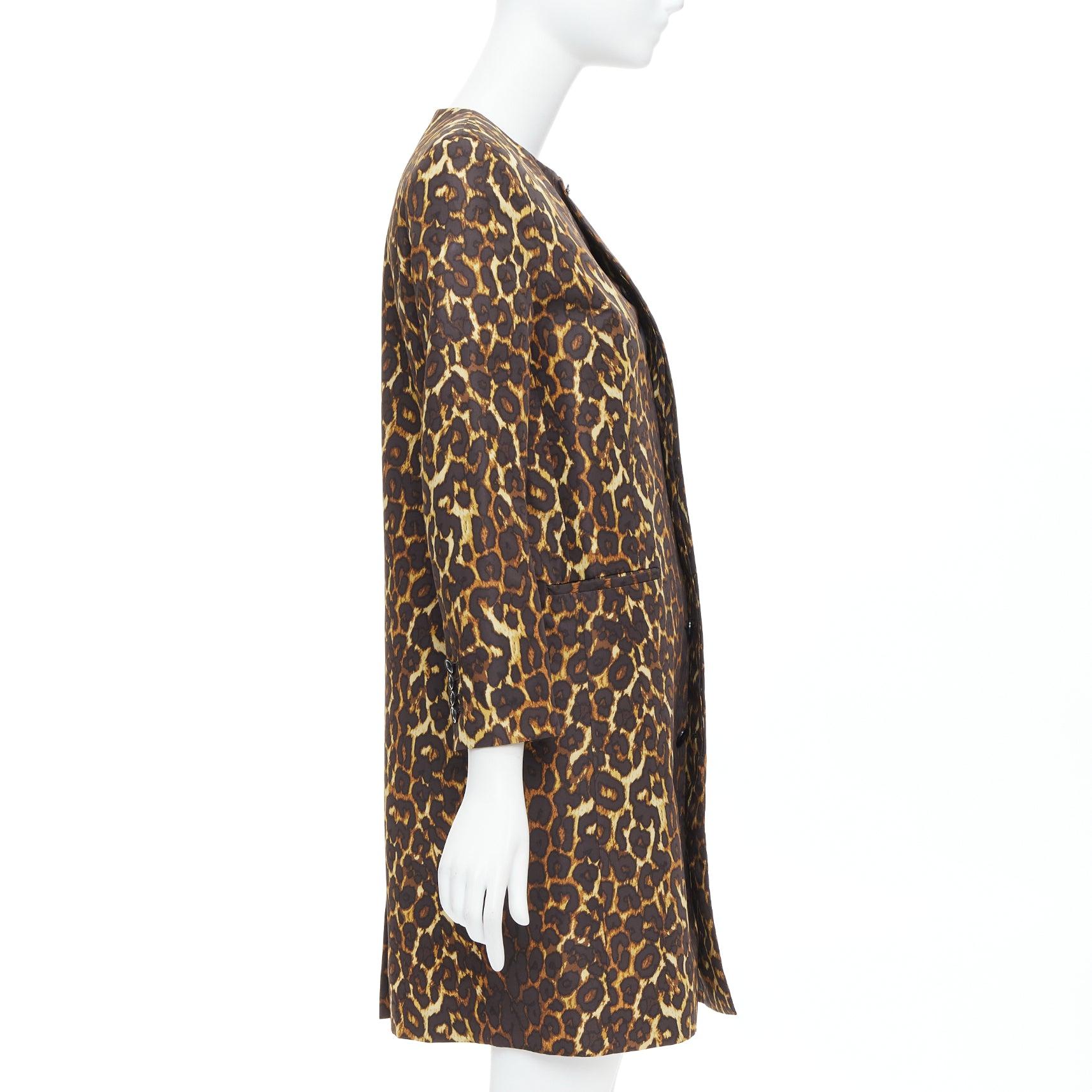 Women's TOGA PULLA brown leopard animal print padded shoulder coat JP1 S For Sale