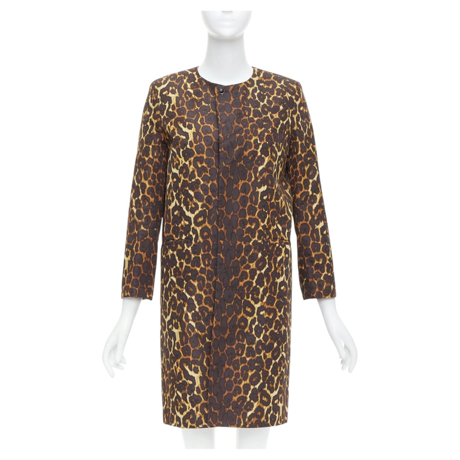 TOGA PULLA marrón estampado animal leopardo abrigo acolchado hombro JP1 S en venta