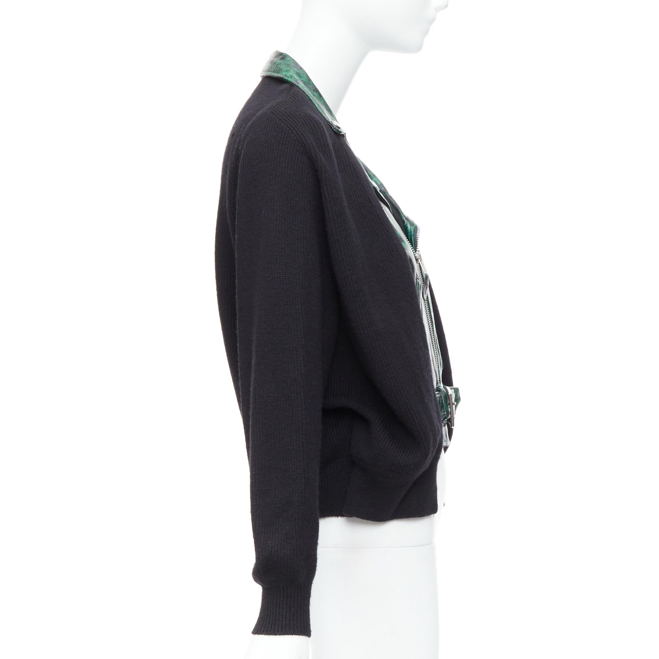De las mujeres Chaqueta motera TOGA PULLA verde estampada piel de cordero lana negra JP1 S en venta