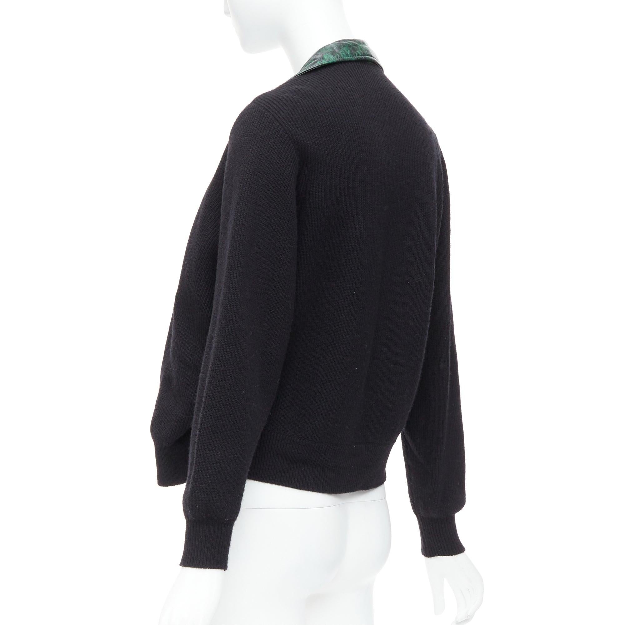 Chaqueta motera TOGA PULLA verde estampada piel de cordero lana negra JP1 S en venta 2