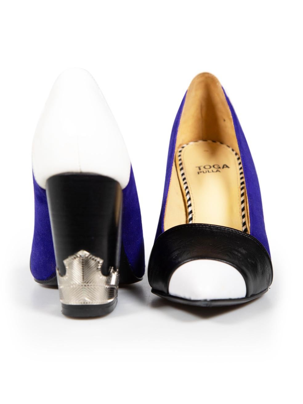 Purple Toga Pulla Multicolour Leather Embossed Heels Size IT 39 For Sale