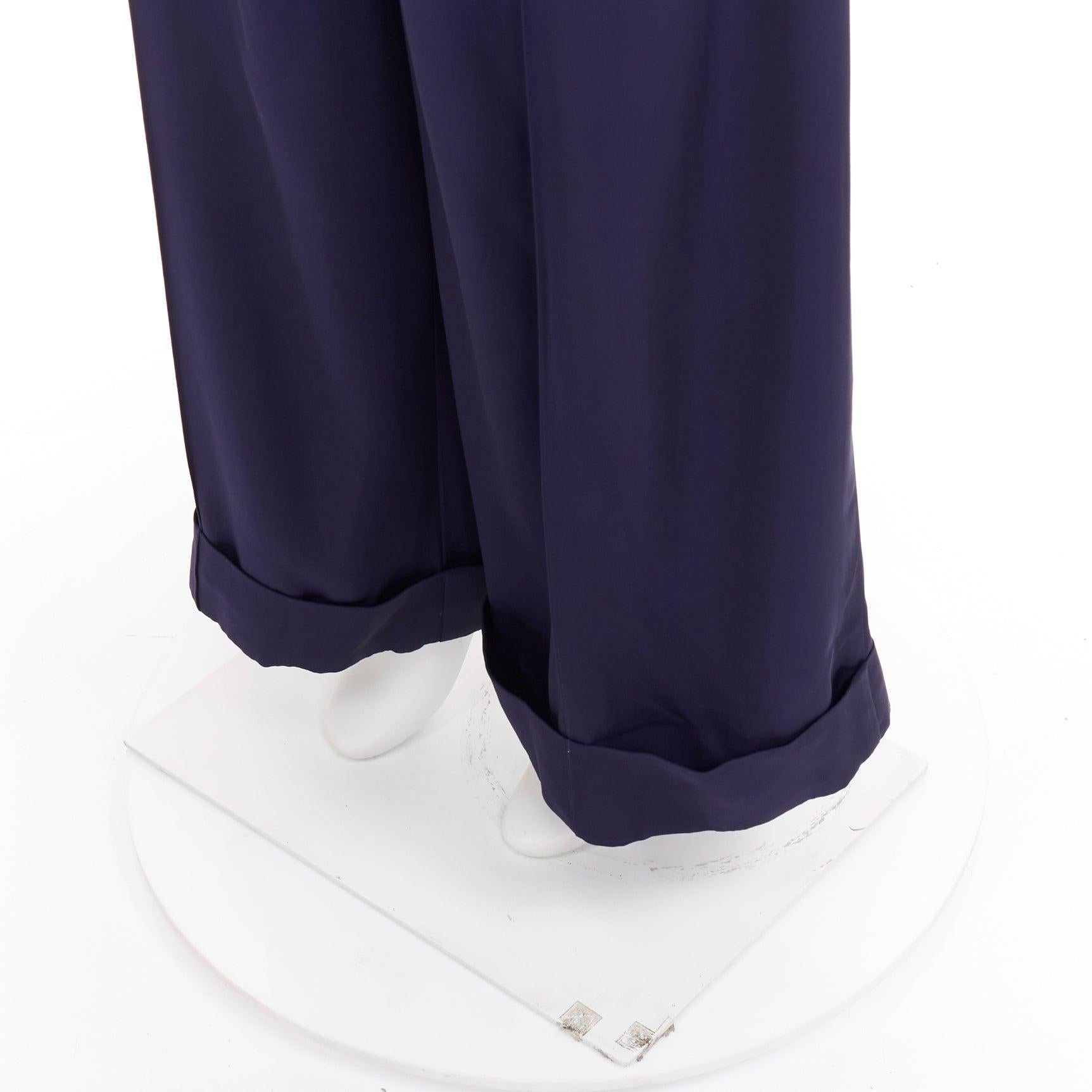 TOGA PULLA navy rayon western decorative buckles rolled hem wide pants IT38 XS For Sale 2