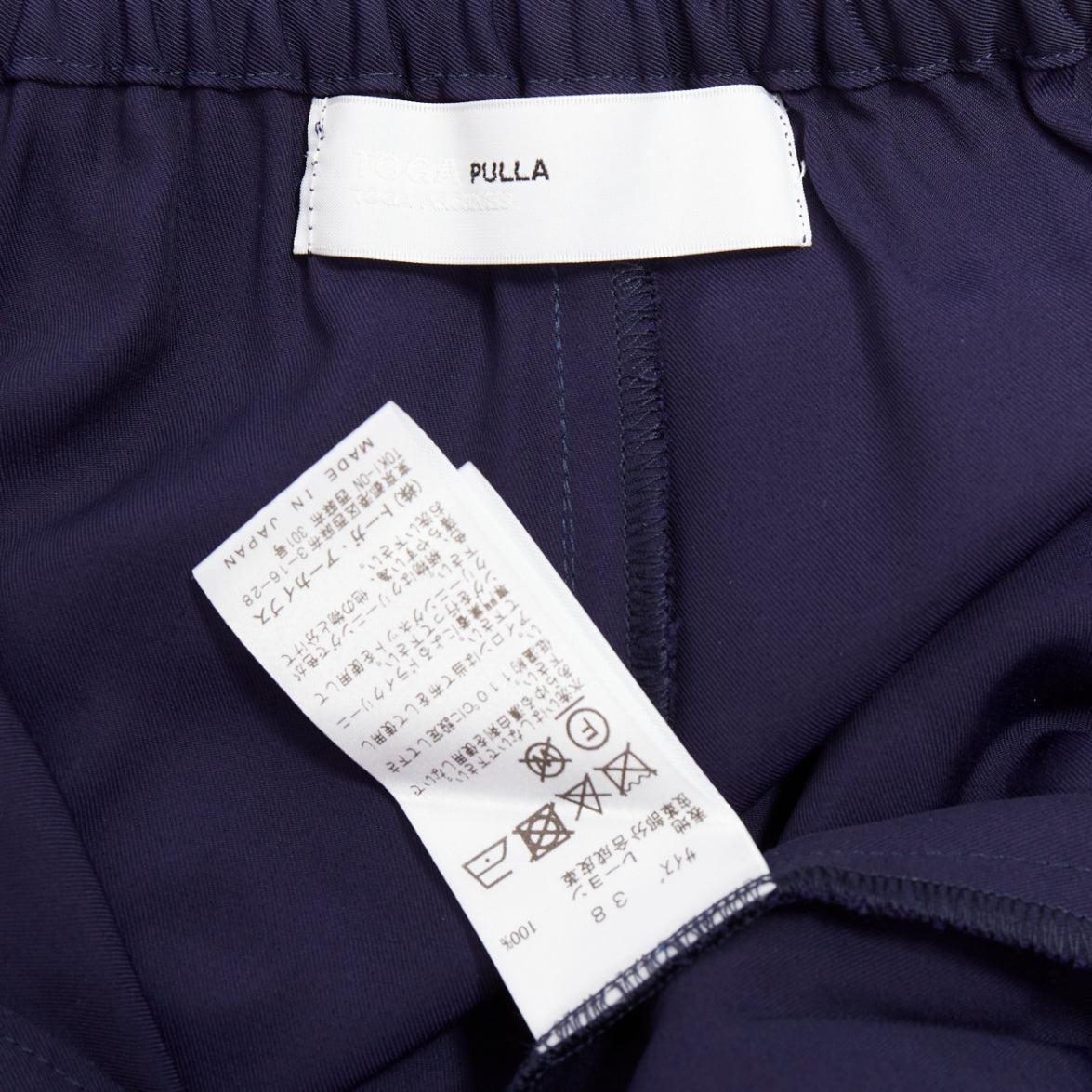 TOGA PULLA navy rayon western decorative buckles rolled hem wide pants IT38 XS For Sale 3