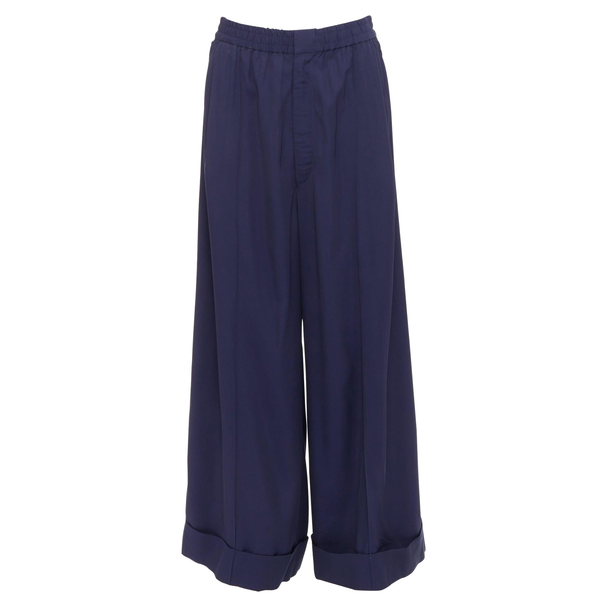 TOGA PULLA navy rayon western decorative buckles rolled hem wide pants IT38 XS