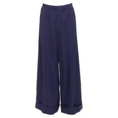 TOGA PULLA navy rayon western decorative buckles rolled hem wide pants IT38 XS
