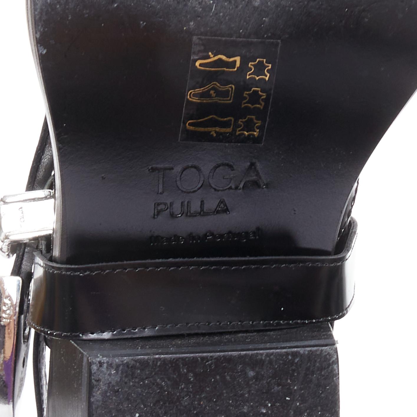 TOGA PULLA PORTER bottes de cow-boy noires à bouts d'aile avec boucle argentée EU38 en vente 5