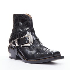 TOGA PULLA PORTER black wingtip silver buckle ankle cowboy boots EU38