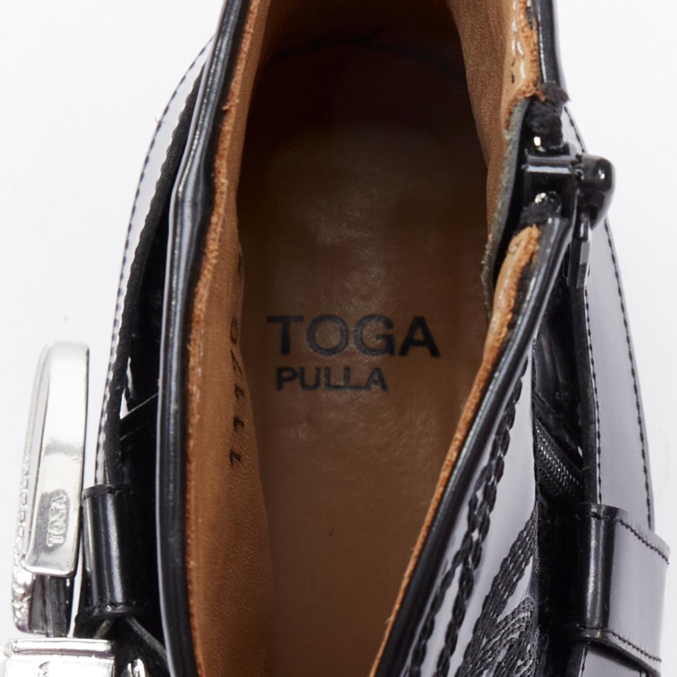 TOGA PULLA PORTER bottes de cow-boy noires à bouts d'aile avec boucle argentée EU38 en vente 4