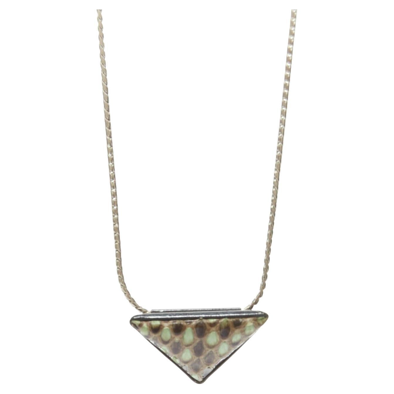 TOGA Silver necklace chain zip necklace triangle frame green python skin pendant