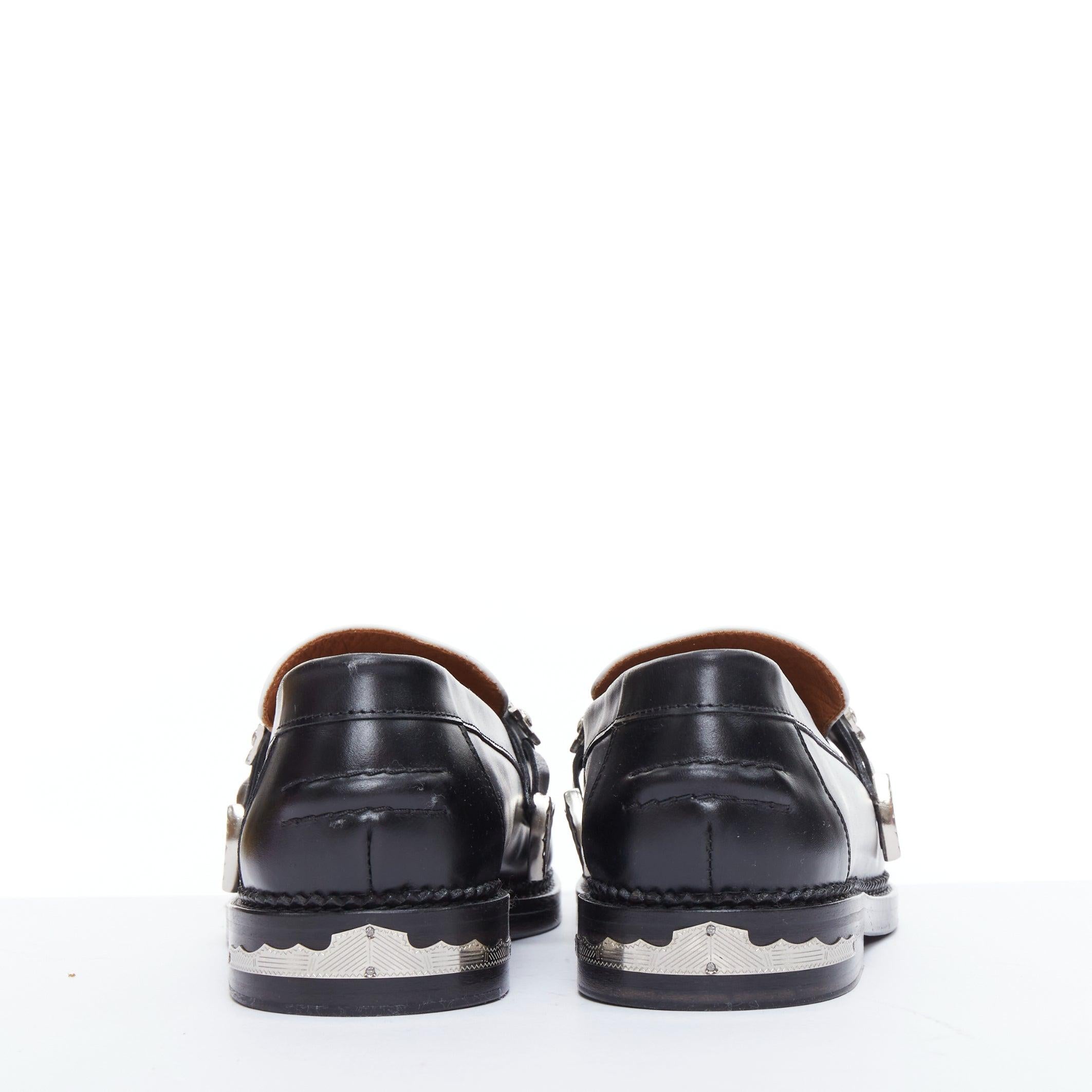 TOGA VIRILIS black white silver logo plague bicolor hard loafers EU39 1