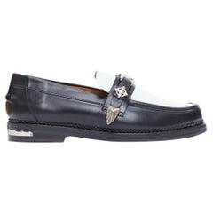 TOGA VIRILIS black white silver logo plague bicolor hard loafers EU39