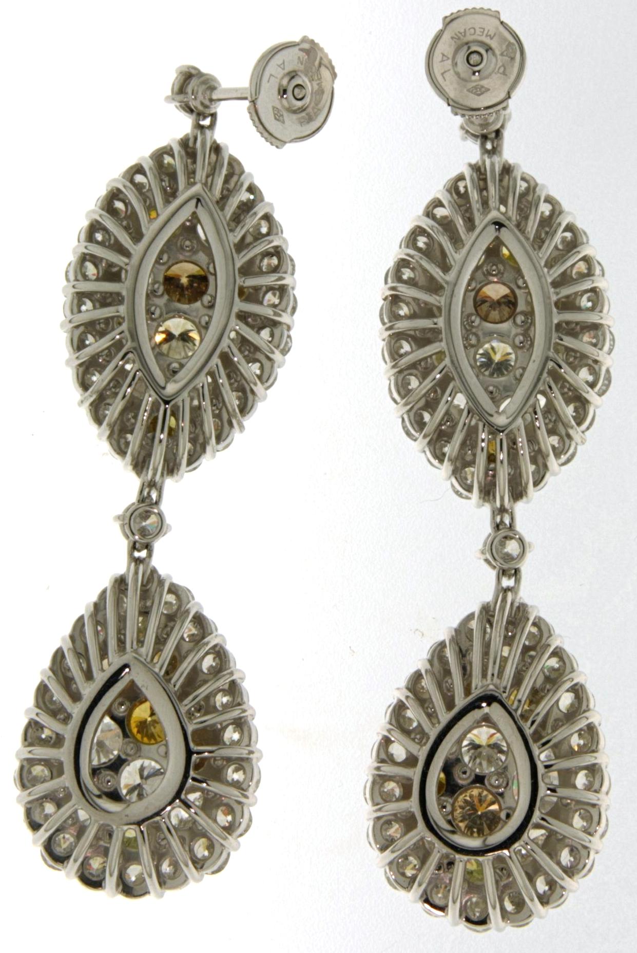 18kt White Gold Earrings Together 14.77ct Diamonds Can Be Bought Set With Ring For Sale 3