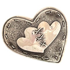 Together, by Kerry Green, heart silver, pin, pendant, stitched, valentine, new