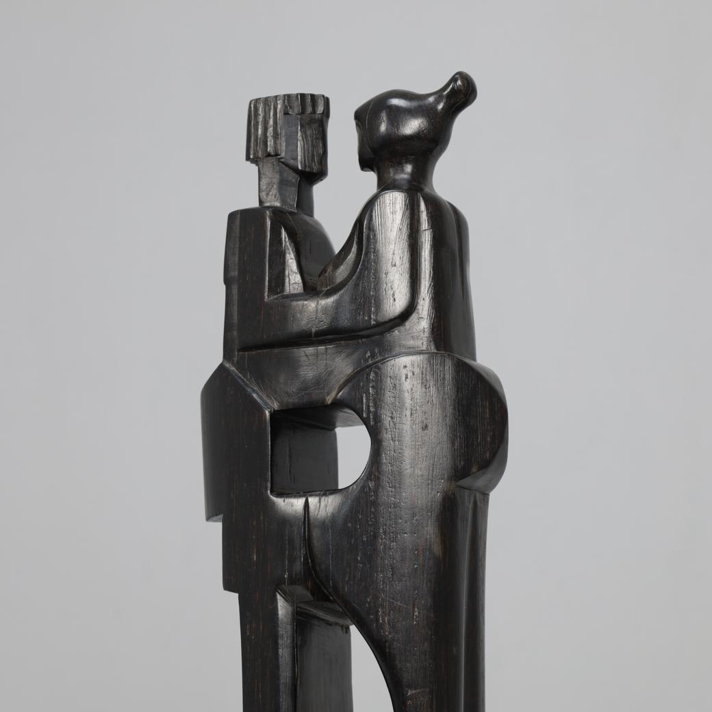 “Together” – Hand-Carved Wooden Sculpture by Jozef Kets, Belgium, 1971 For Sale 1