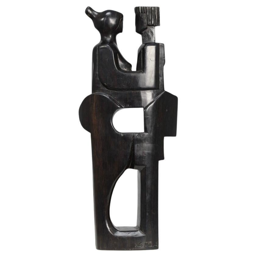 “Together” – Hand-Carved Wooden Sculpture by Jozef Kets, Belgium, 1971 For Sale