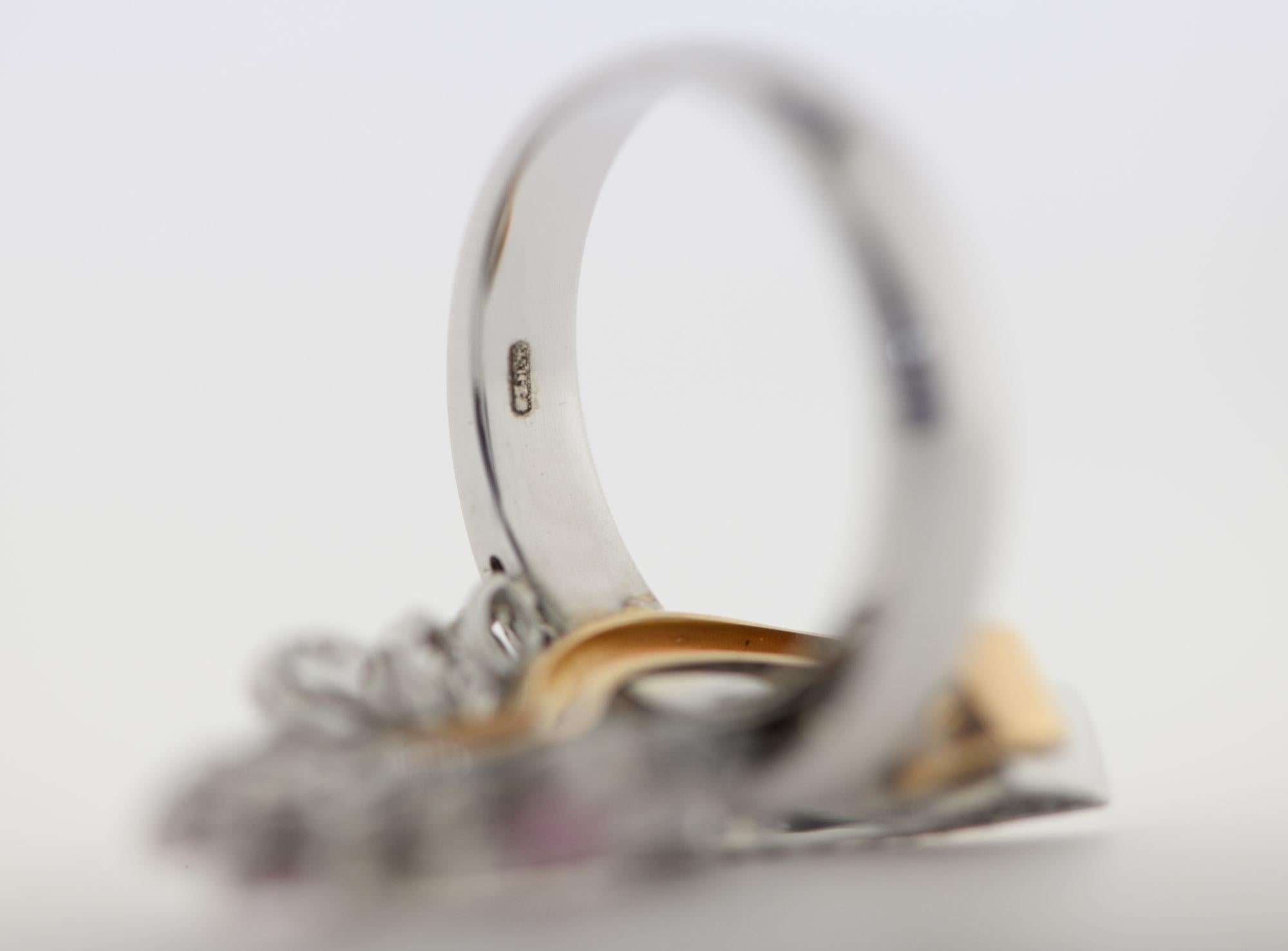 “Togetherness” Love Collection Ring 18k Gold, Brilliant & Pink Sapphires. In condizioni Nuovo in vendita a CAPRINO VERONESE, Veneto