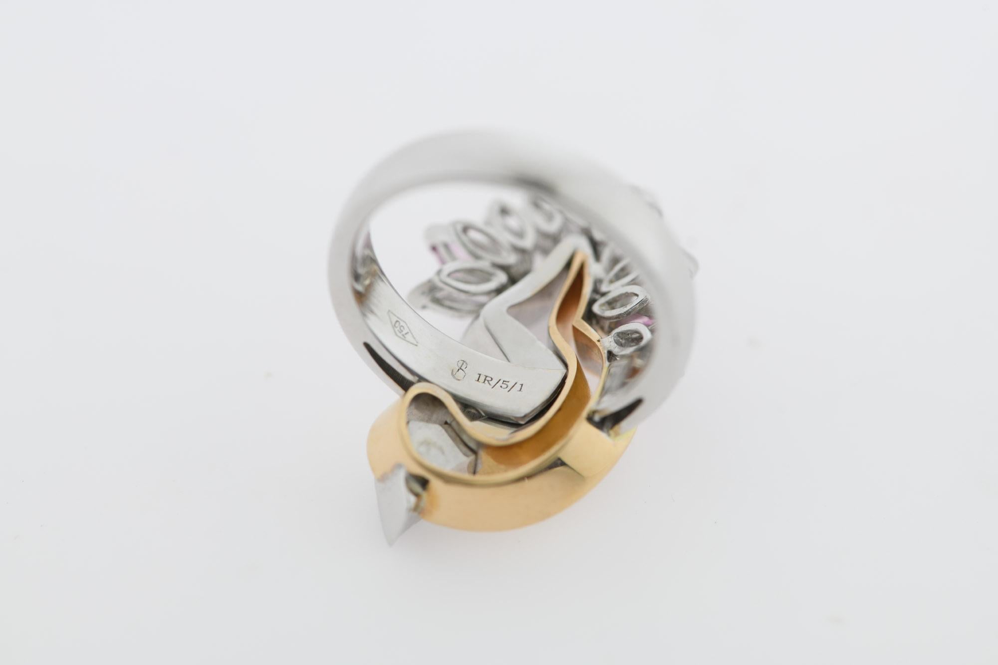“Togetherness” Love Collection Ring 18k Gold, Brilliant & Pink Sapphires. in vendita 1