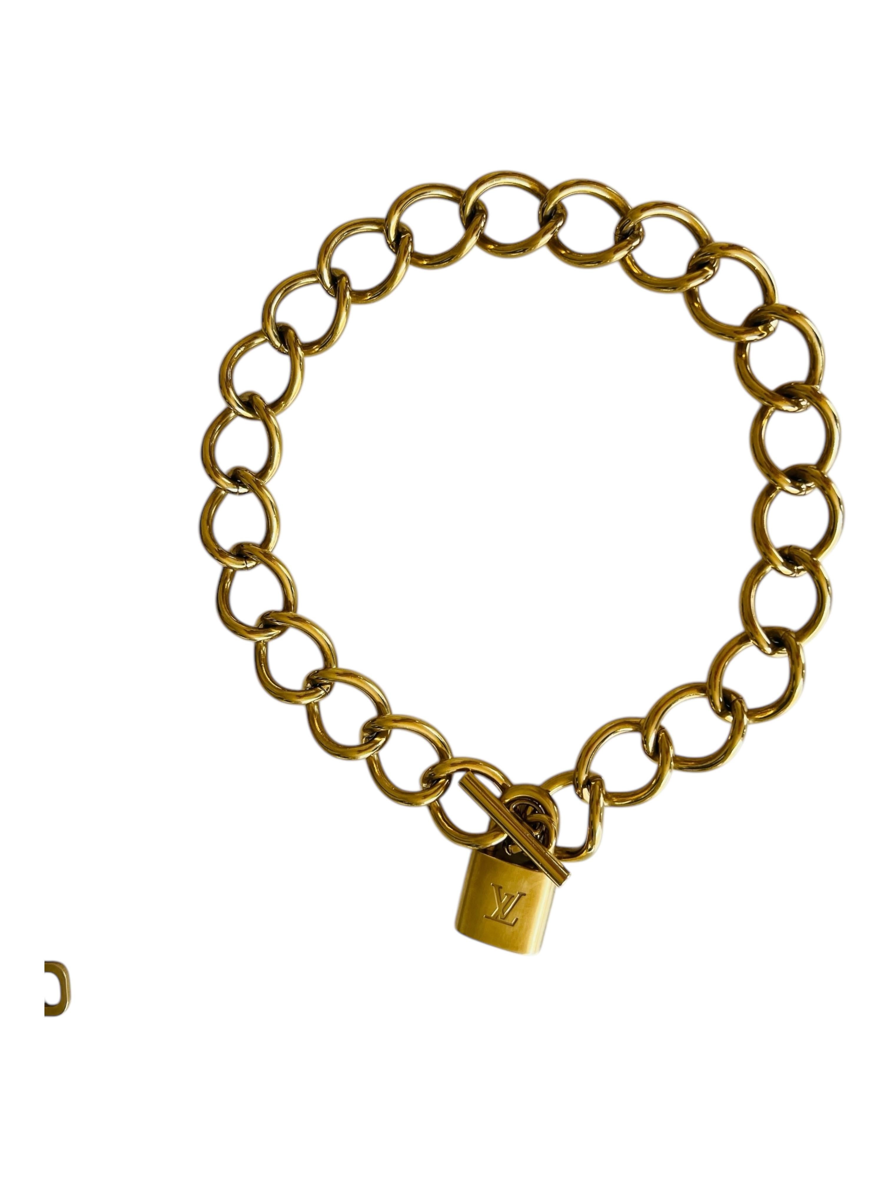 Modern Toggle Chain Choker Chunky Heavy Statement Necklace W/ LV Lock Key For Sale