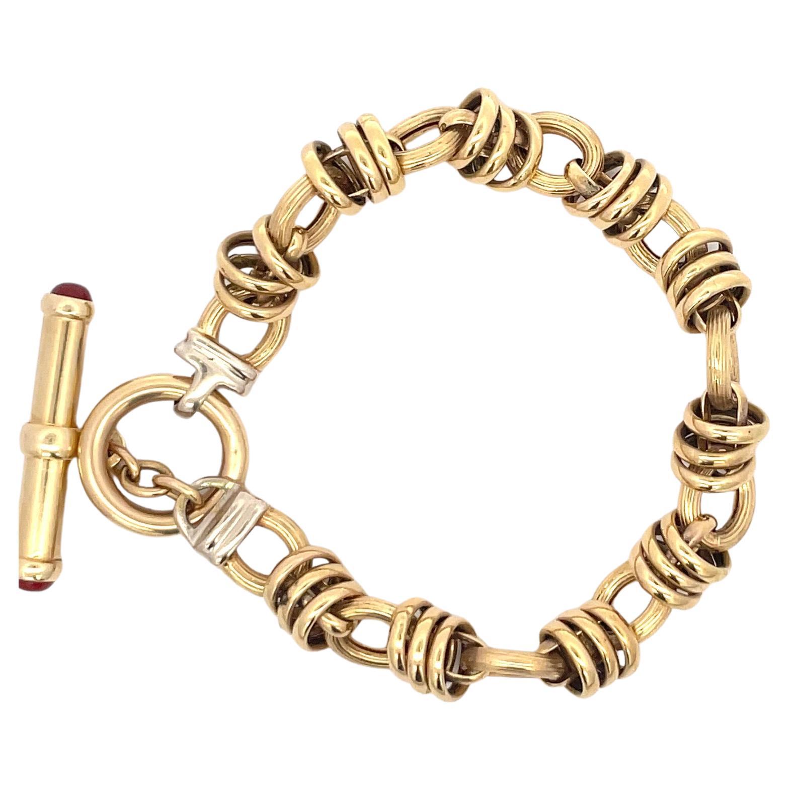 Toggle Link Bracelet 24.04 Grams 14 Karat Yellow Gold  In Excellent Condition For Sale In New York, NY