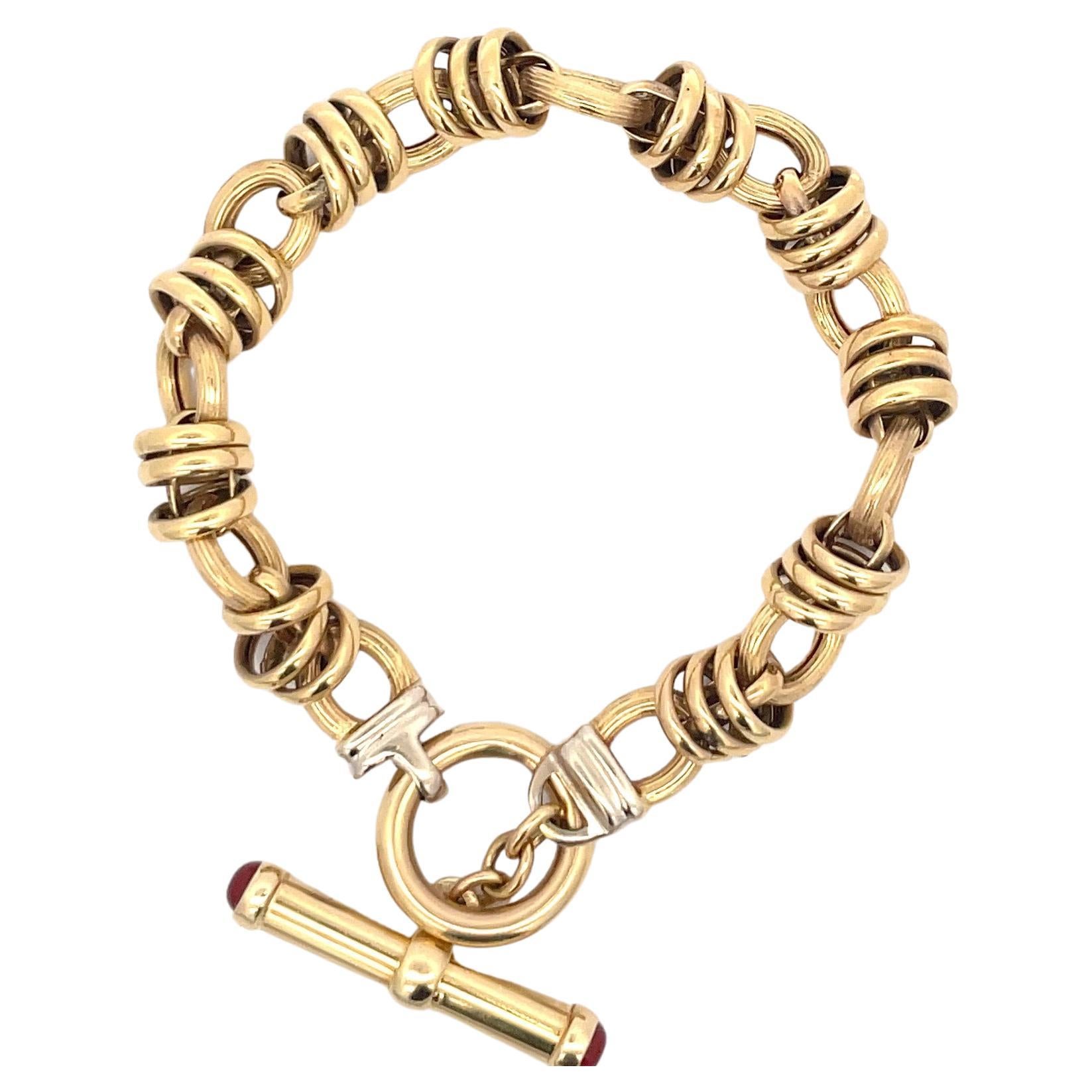 Women's Toggle Link Bracelet 24.04 Grams 14 Karat Yellow Gold  For Sale