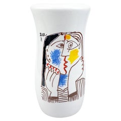 Vintage Tognana Porcelain Vase Drawing by Picasso, 1980's
